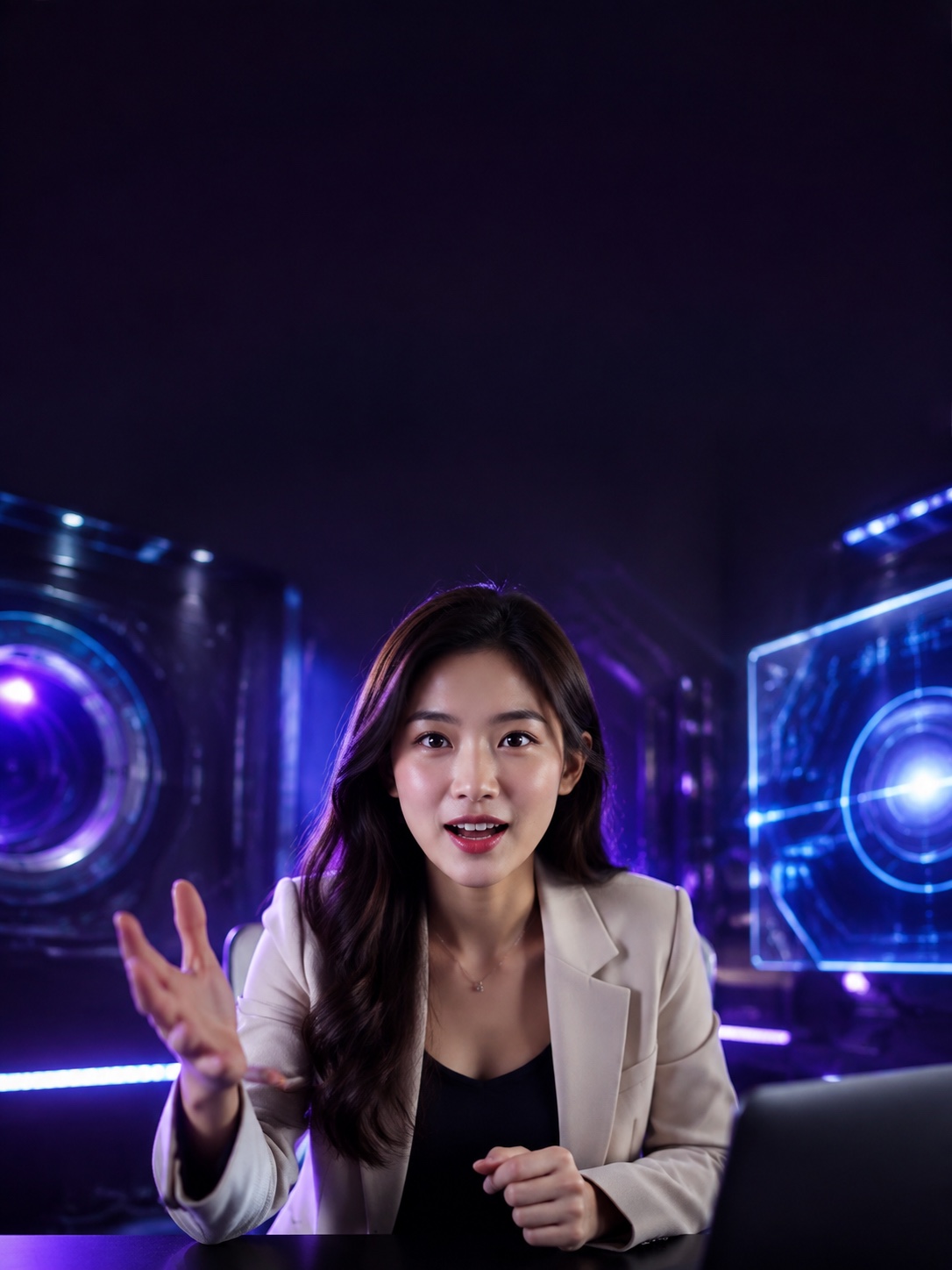 年轻 AI 创作者的紫色科技风小红书封面